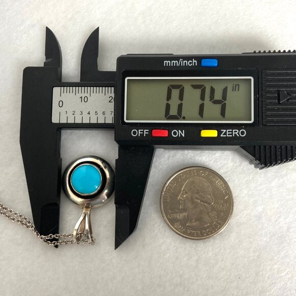 VTG Sterling Silver 925 ML Perry Navajo Southwest Turquoise Pendant Necklace 18" - Picture 15 of 16